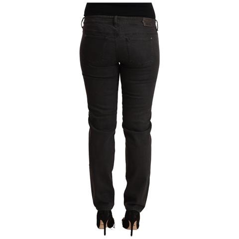 Jeans Skinny In Cotone Denim Nero A Vita Bassa - W32 - Foto 3