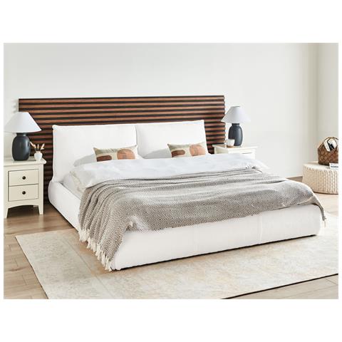 Letto Matrimoniale Bouclé Bianco 180 X 200 Cm Vinay - Foto 1