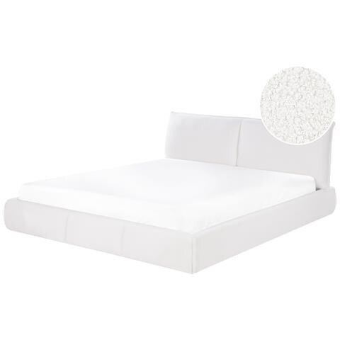 Letto Matrimoniale Bouclé Bianco 180 X 200 Cm Vinay - Foto 2