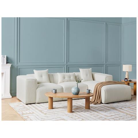 Divano Angolare 3 Posti Dolva Bouclé Bianco Sporco Lato Sinistro - Foto 1