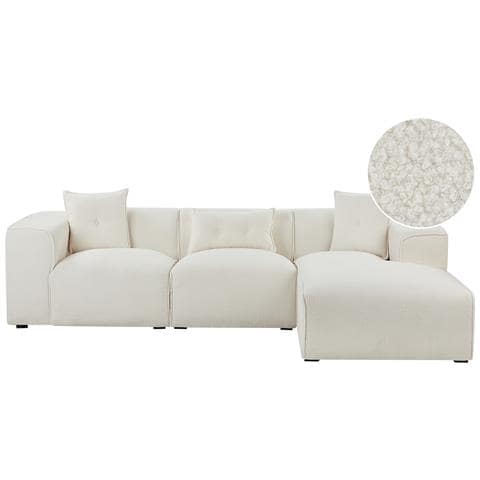 Divano Angolare 3 Posti Dolva Bouclé Bianco Sporco Lato Sinistro - Foto 2