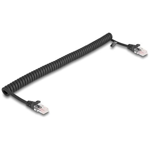 Cavo a spirale RJ45 maschio-maschio Cat. 5e da 1 m nero - Foto 1