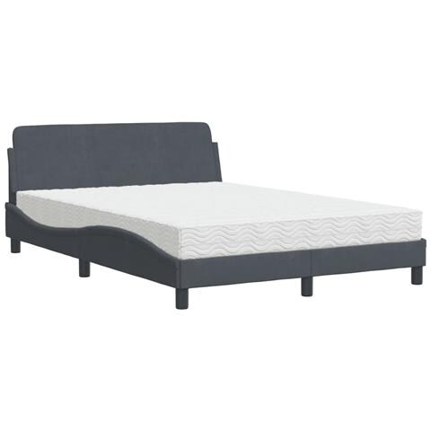Letto Con Materasso Grigio Scuro 120x200 Cm In Velluto - Foto 2