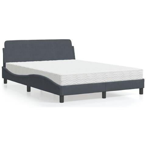 Letto Con Materasso Grigio Scuro 120x200 Cm In Velluto - Foto 1