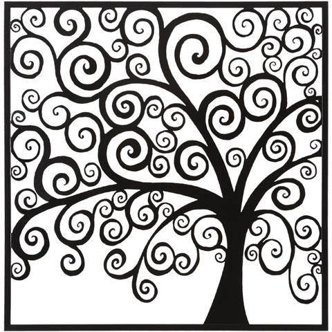 Decorazione In Metallo Albero 1 - Nero - Metallo - 100x1x100 Cm - Foto 1