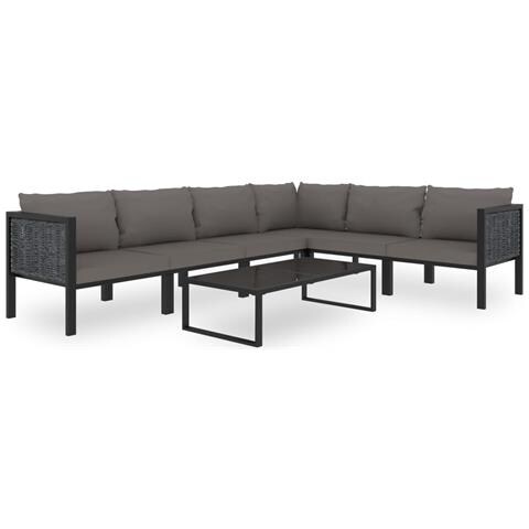 Lusso Casadino -  Set Divani Da Giardino 7 Pz Con Cuscini In Polyrattan Antracite - Foto 2