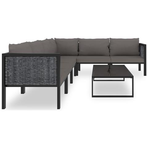 Lusso Casadino -  Set Divani Da Giardino 7 Pz Con Cuscini In Polyrattan Antracite - Foto 1
