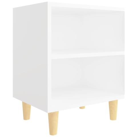 Lusso Casadino -  Comodino Con Gambe In Legno Massello Bianco 40x30x50 Cm - Foto 1