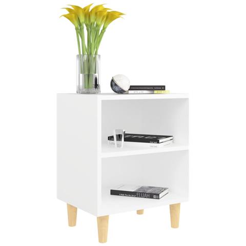 Lusso Casadino -  Comodino Con Gambe In Legno Massello Bianco 40x30x50 Cm - Foto 2