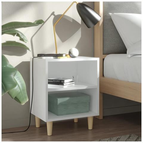 Lusso Casadino -  Comodino Con Gambe In Legno Massello Bianco 40x30x50 Cm - Foto 6