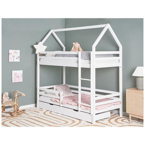 Letto A Castello Con Cassetti Casa Legno Di Pino Girgols 90 X 200 Cm Con Contenitore Bianco - Foto 1
