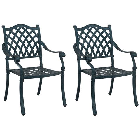 Sedia da giardino  2 pezzi Verde in alluminio - Foto 1