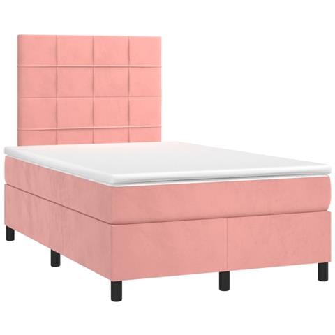 Giroletto a Molle con Materasso Rosa 120x190 cm in Velluto - Foto 1