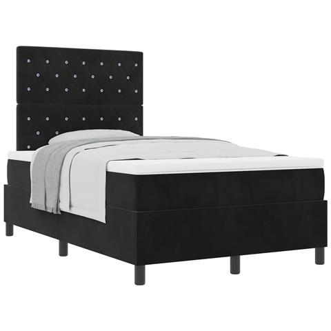 Letto a Rete con Materasso Nero 120x200 cm Velluto - Foto 1