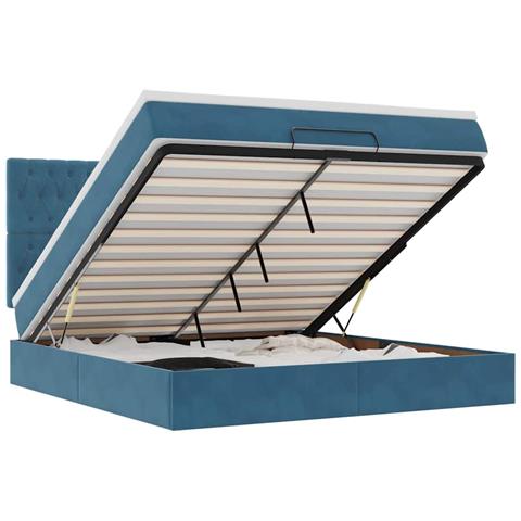 Struttura Letto Pouf con Materassi 160x200 cm Velluto - Foto 1