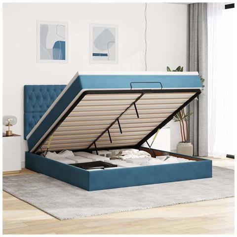 Struttura Letto Pouf con Materassi 160x200 cm Velluto - Foto 2