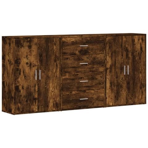 Credenze 3 pz Rovere Fumo 60x31x84 cm in Legno Multistrato - Foto 1