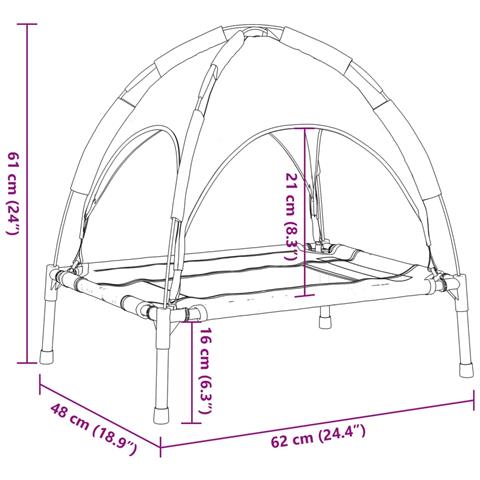 Lettino per Cani con Tetto Tessuto Oxford Antracite e Acciaio - Foto 9