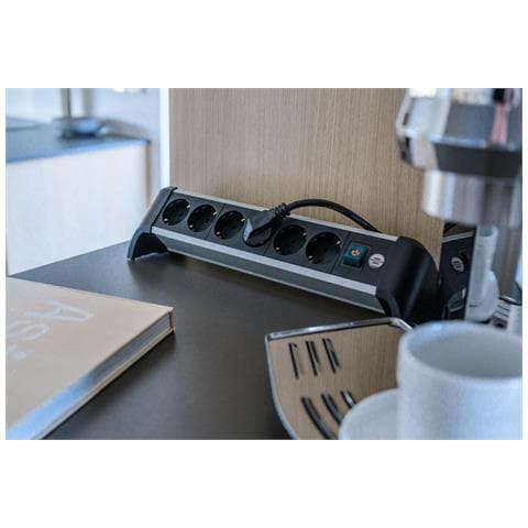 1391040600 prolunghe e multiple 3 m 6 presa (e) AC Interno Nero, Argento - Foto 2