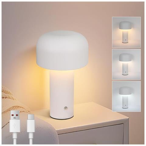 Lampada Da Tavolo A Led Senza Fili - Lampada Da Tavolo Da 2w Con Batteria Ricaricabile, Dimmerabile, Moderna In Metallo Per Soggiorno - Foto 2