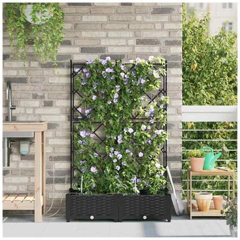 Vasi da giardino Nero 80 x 40 x 126 cm Acciaio - Foto 2