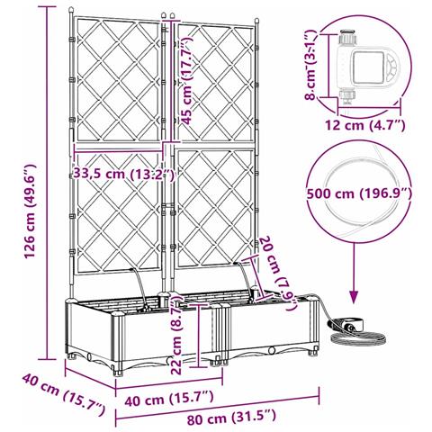 Vasi da giardino Nero 80 x 40 x 126 cm Acciaio - Foto 9