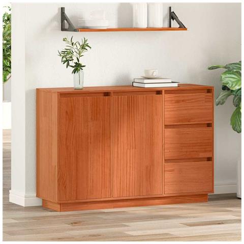 Credenza Marrone 111 x 34 x 75 cm Legno massello di pino - Foto 2