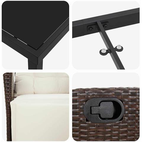 Set da Pranzo per Giardino 5 pcs Marrone Poly Rattan - Foto 9