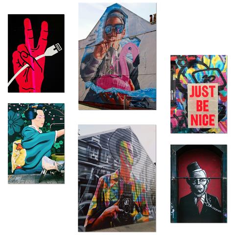 Set Di 6 Stampe Graffiti, Illustrazioni Di Street Art Colorate Per Decorare Le Pareti Delle Stanze Della Tua Casa A3 & A4 Senza Cornice - Foto 1