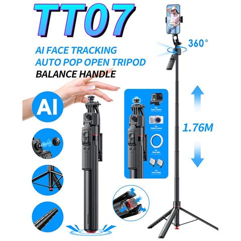 Treppiede Per Selfie Con Tracking Ai In Lega Di Alluminio Da 1,73 M Con Doppie Luci E Impugnatura Anti-vibrazione - Foto 2