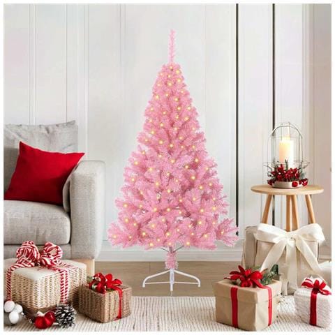 Albero di Natale artificiale con luci integrate Rosa 120 cm PVC - Foto 2