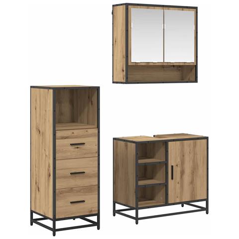 Set di mobili per il bagno con porta 3 pcs Rovere artigianale - Foto 1