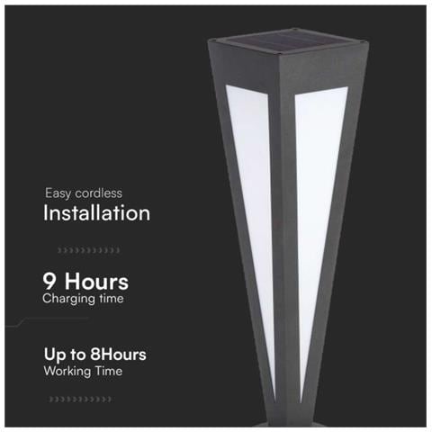 Piantana Solare LED da Giardino 2W 635cm con Telecomando Colore Nero 3000K IP65, colore Nero - Foto 2