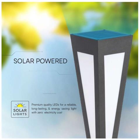 Piantana Solare LED da Giardino 2W 635cm con Telecomando Colore Nero 3000K IP65, colore Nero - Foto 3