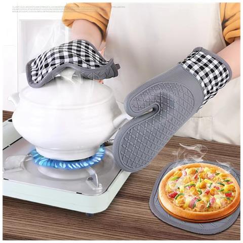 Guanti Da Forno In Silicone A Nido D'ape - Presine Da Cucina Resistenti Al Calore, Set Da 2 Grey - Foto 6