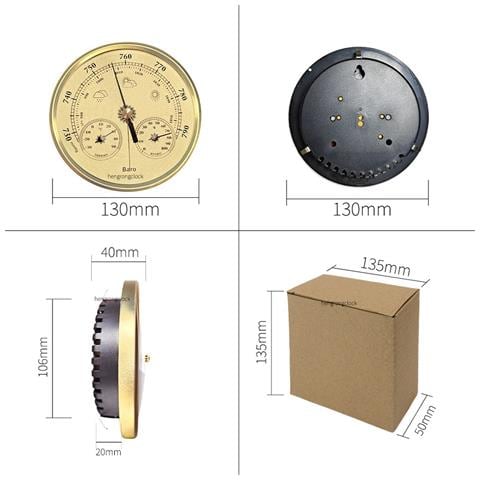 Barometro Dorato 130mm - Misuratore Di Pressione Atmosferica Di Precisione - Foto 4