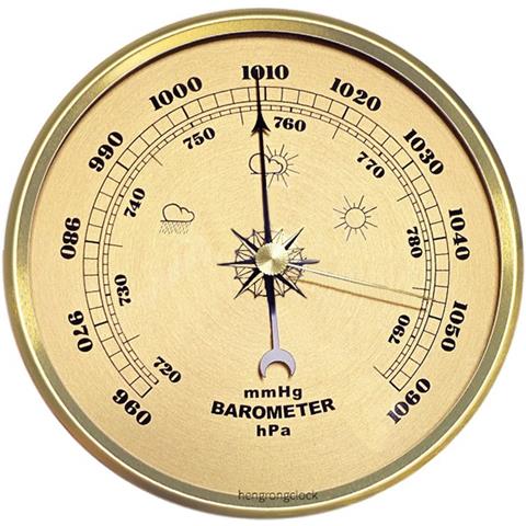 Barometro Dorato 130mm - Misuratore Di Pressione Atmosferica Di Precisione - Foto 1