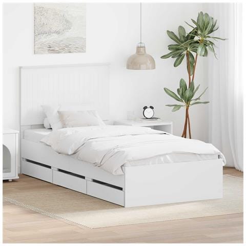 Struttura del letto Bianco 90 x 200 cm Legno Ingegnerizzato - Foto 2