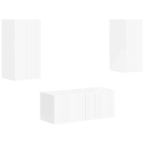 Set mobile TV 2 pcs Bianco Lucido Legno multistrato - Foto 1