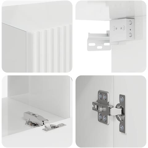 Set mobile TV 2 pcs Bianco Lucido Legno multistrato - Foto 9