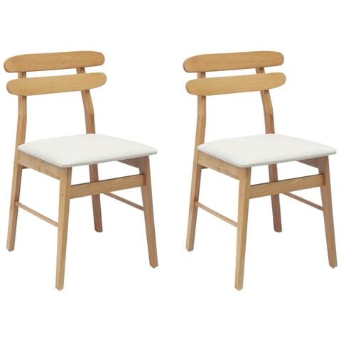 Sedia da pranzo 2 pcs Naturale e chiaro Legno di gomma solido - Foto 1