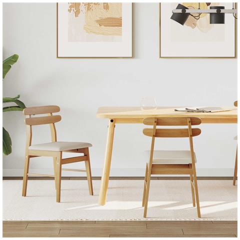 Sedia da pranzo 2 pcs Naturale e chiaro Legno di gomma solido - Foto 2