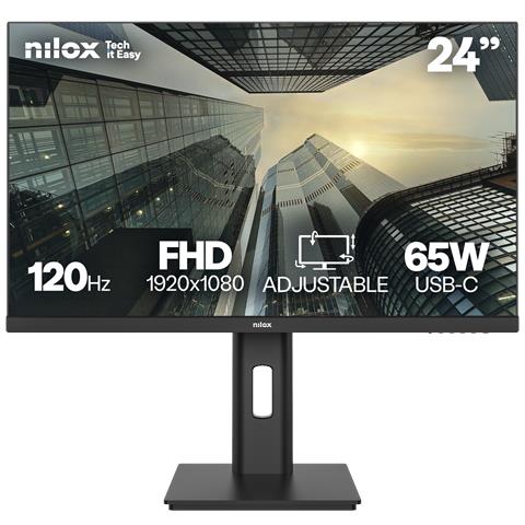 Nilox MONITOR 24 IPS 120 HZ FHD, 61 cm (24"), 1920 x 1080 Pixel, Full HD, 4 ms, Nero - Foto 1