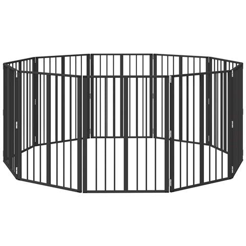 Cancello per cani 10 pcs Nero 60 x 80 cm Acciaio zincato - Foto 1