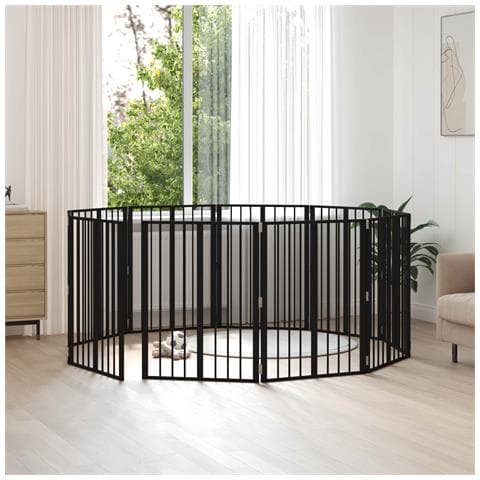 Cancello per cani 10 pcs Nero 60 x 80 cm Acciaio zincato - Foto 2