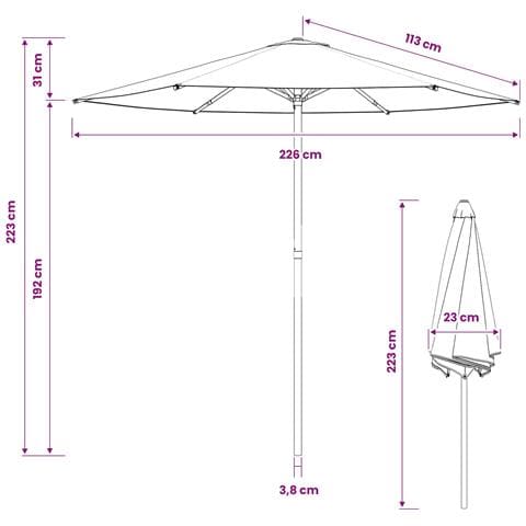 Ombrello da giardino 230 x 230 cm Poliestere Rettangolare - Foto 2