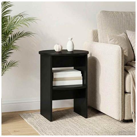 Mobile laterale Nero Ø40 x 50 cm Legno ingegnerizzato - Foto 2