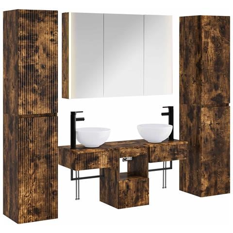 Set di mobili per il bagno 6 pcs Rovere Fumo - Foto 1