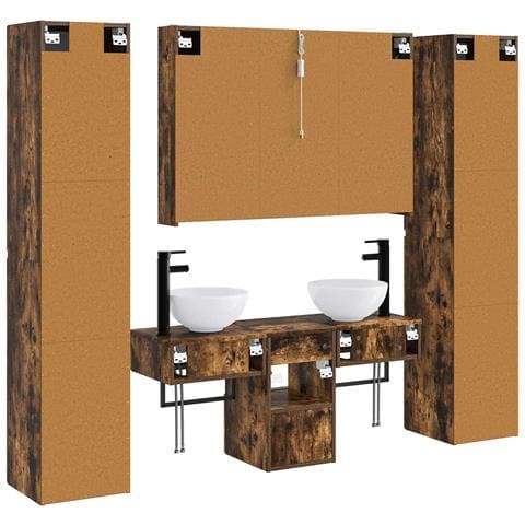 Set di mobili per il bagno 6 pcs Rovere Fumo - Foto 9