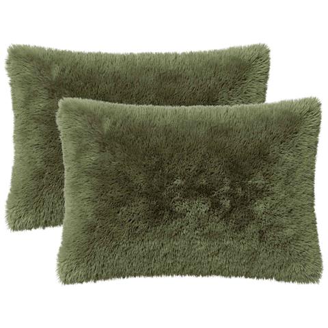 Cuscino con cuscino HEERLEN 2 pz Verde Fleece PV - Foto 1